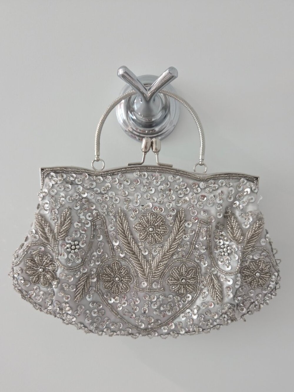 Vintage Silver Sequin Bag